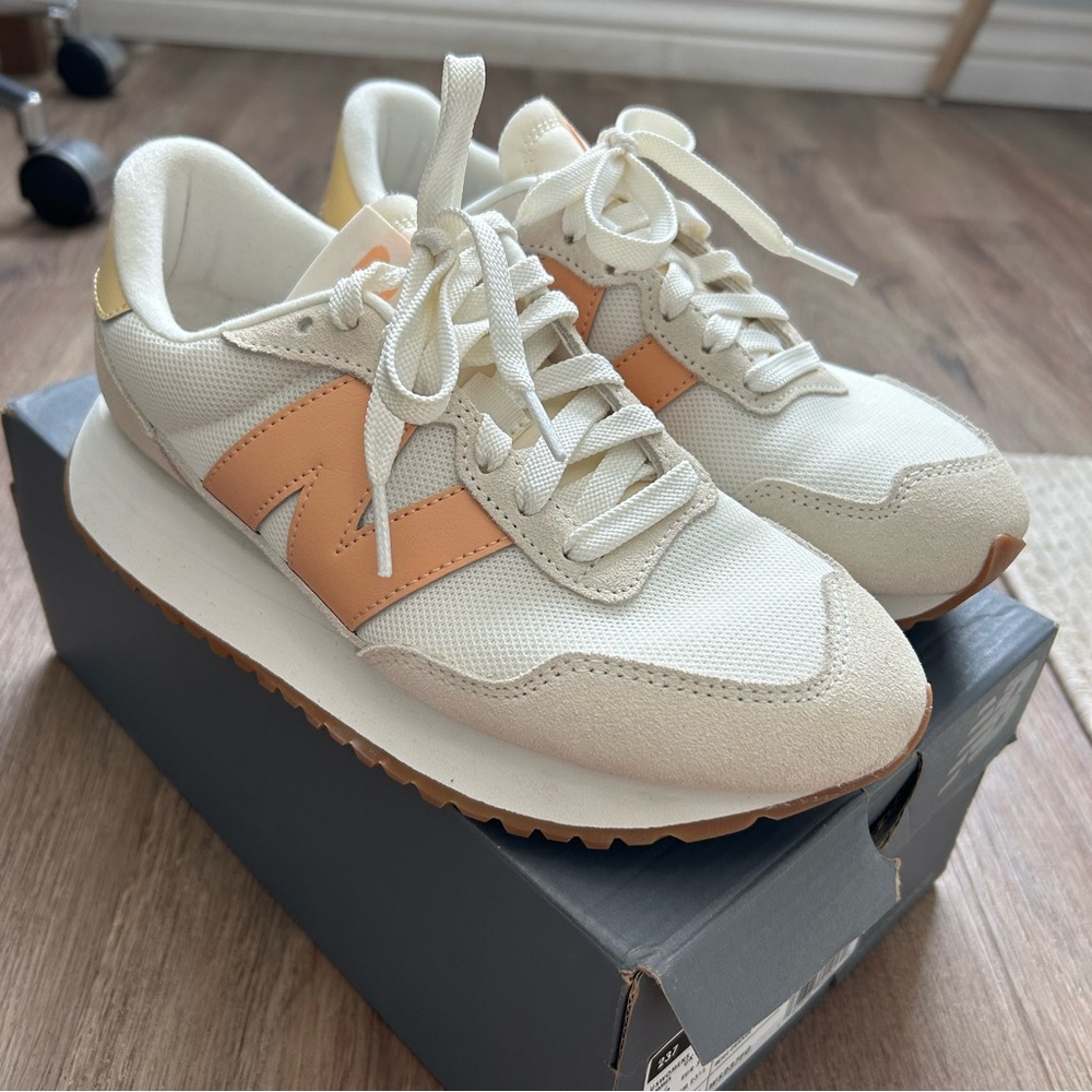 New Balance Beige and Coral Sneakers
